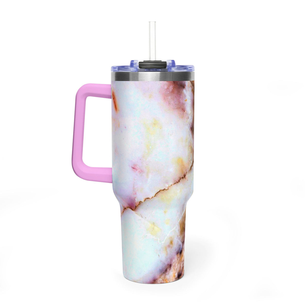 40oz Marble Rose Quartz Vacuum Tumbler – Insulated Travel Mug