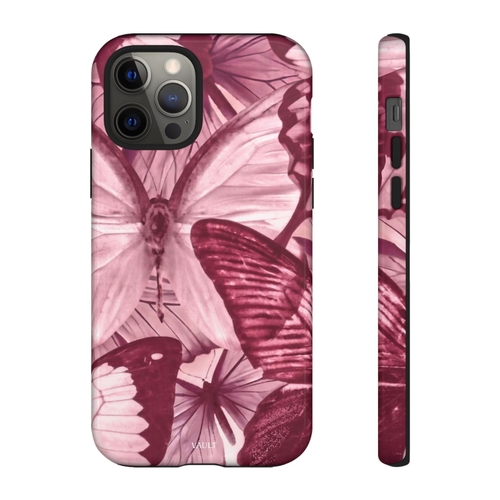Butterfly Tough Phone Case — Vintage Pink Floral Protective Cover