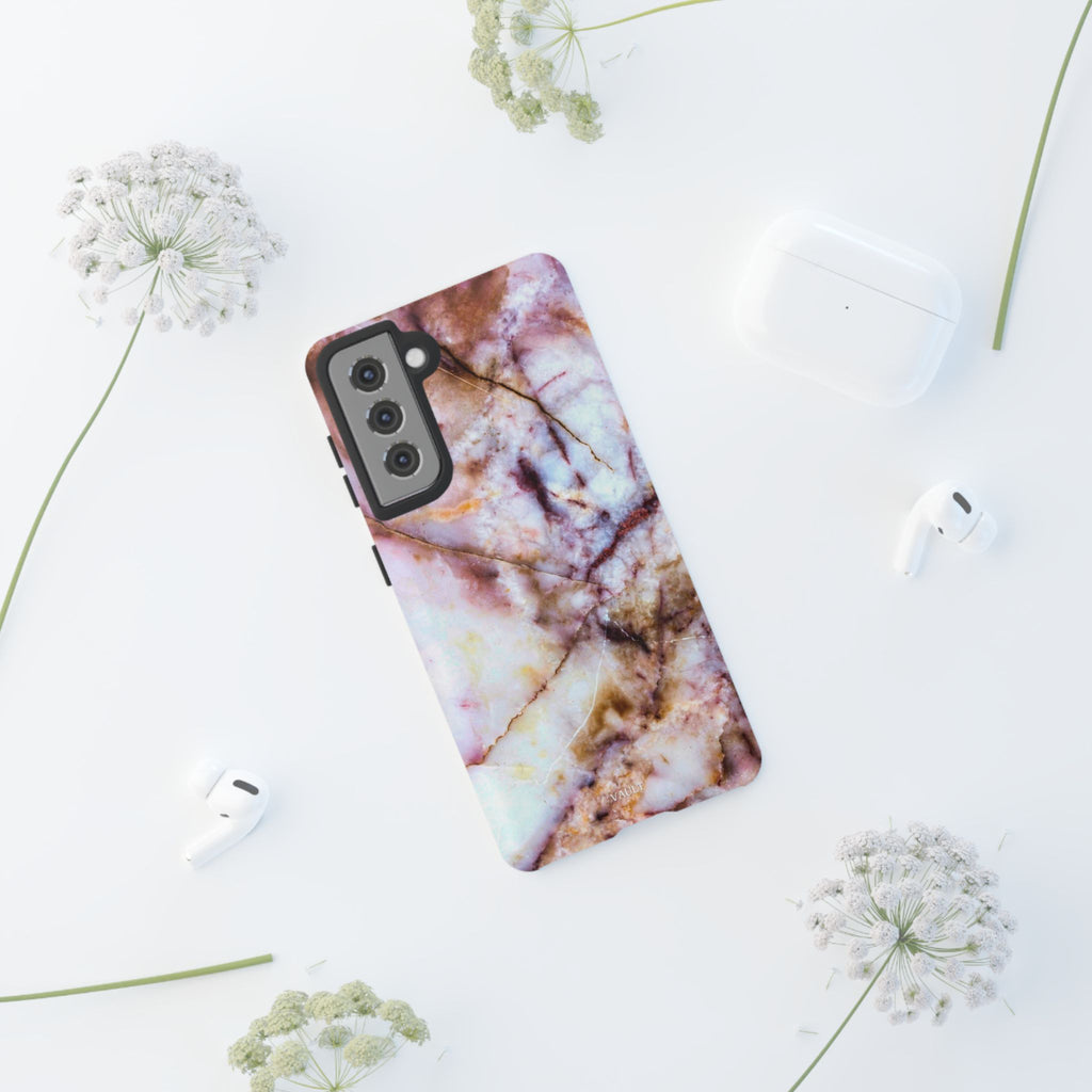 Marble Vein Tough Phone Case — Pink Quartz Protective Cover