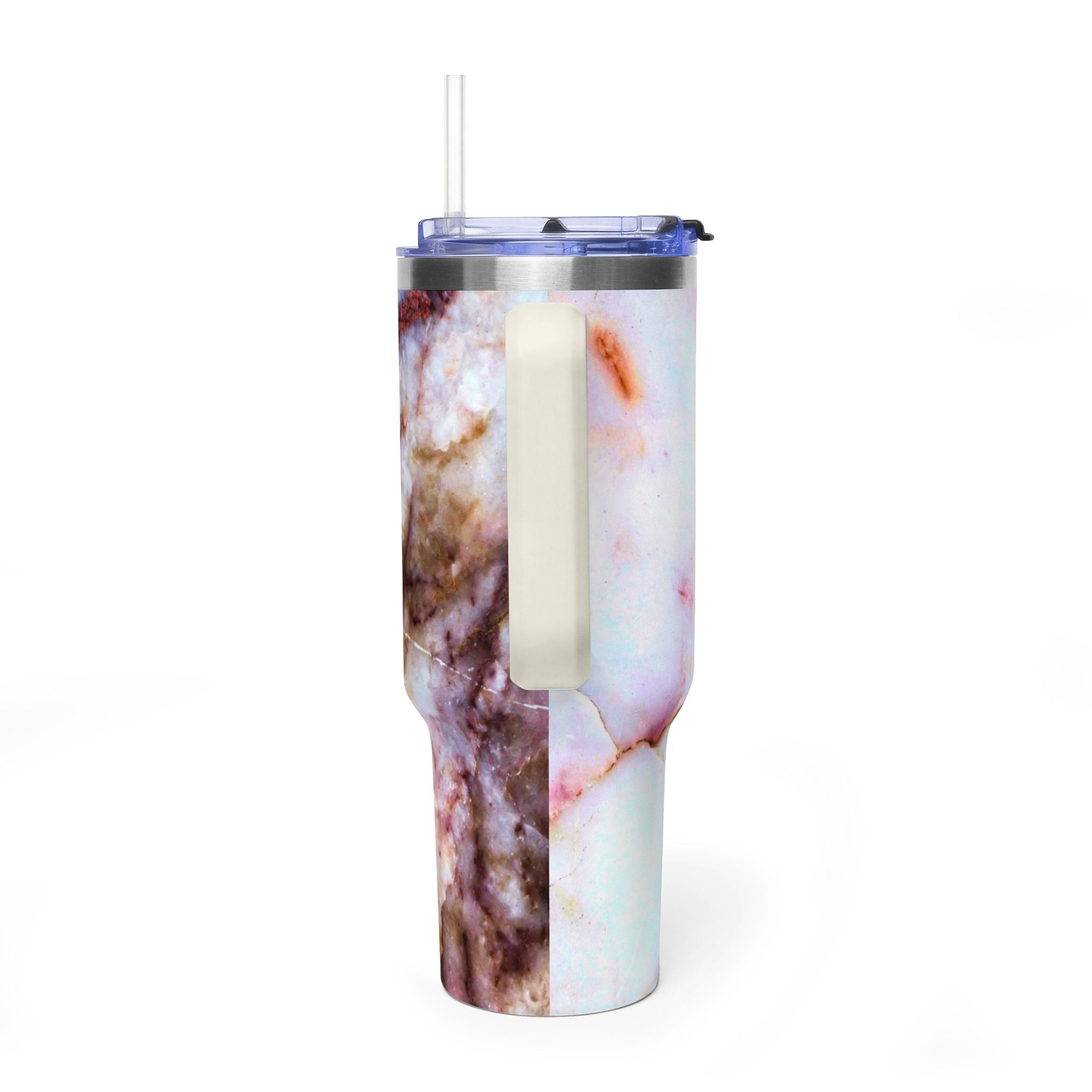 40oz Marble Rose Quartz Vacuum Tumbler – Insulated Travel Mug