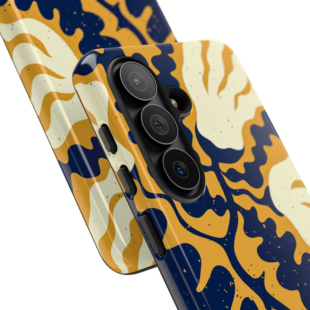 Bold Abstract Floral Phone Case (Navy & Mustard)