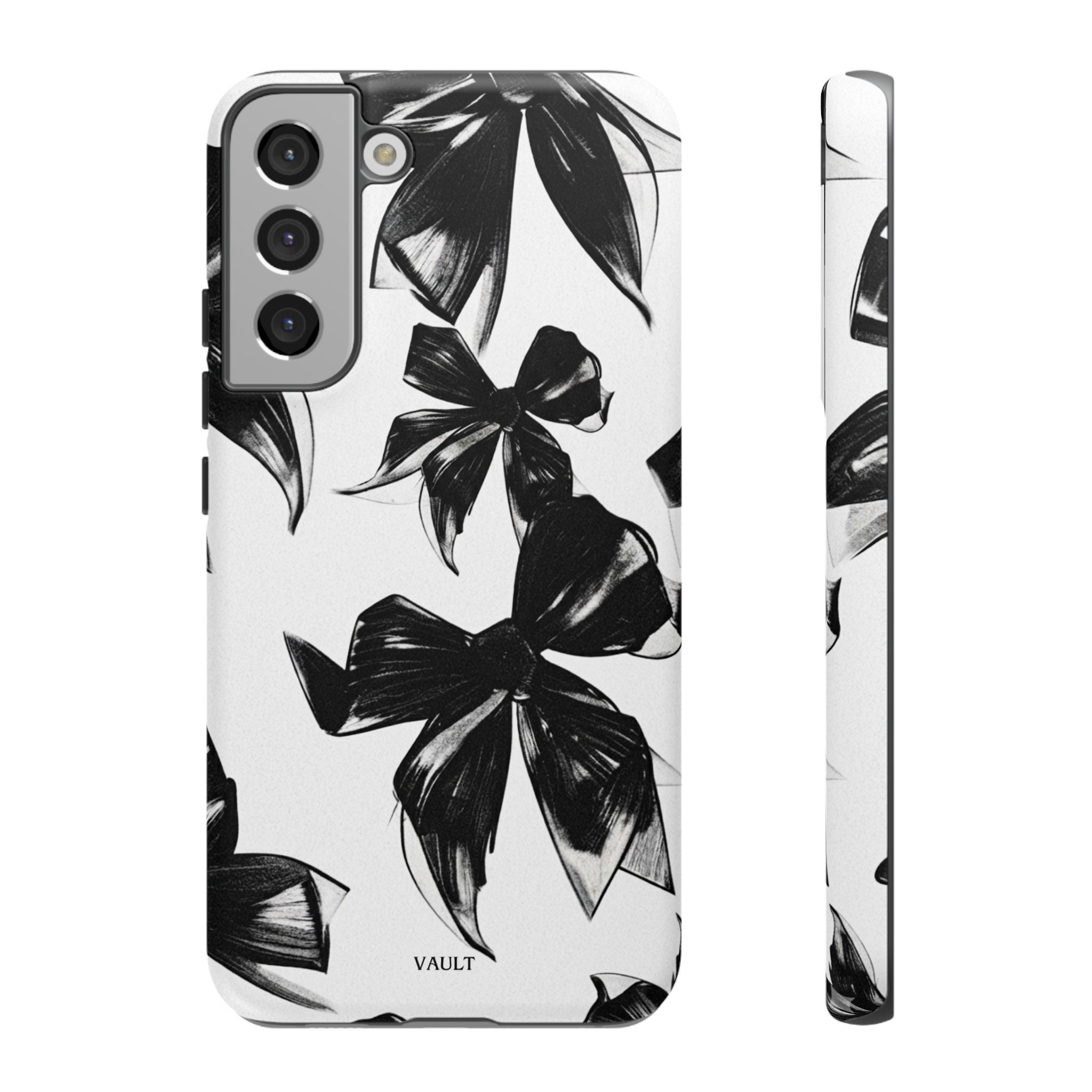 Floral Brushstroke Phone Case — Black & White Botanical Tough Case