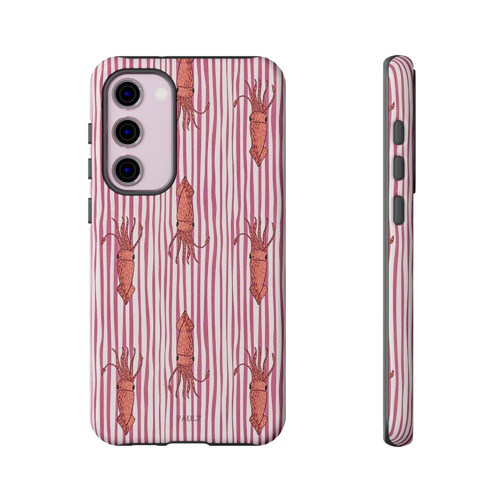 Squid Stripe Phone Case — Pink Nautical Sea Creature Pattern