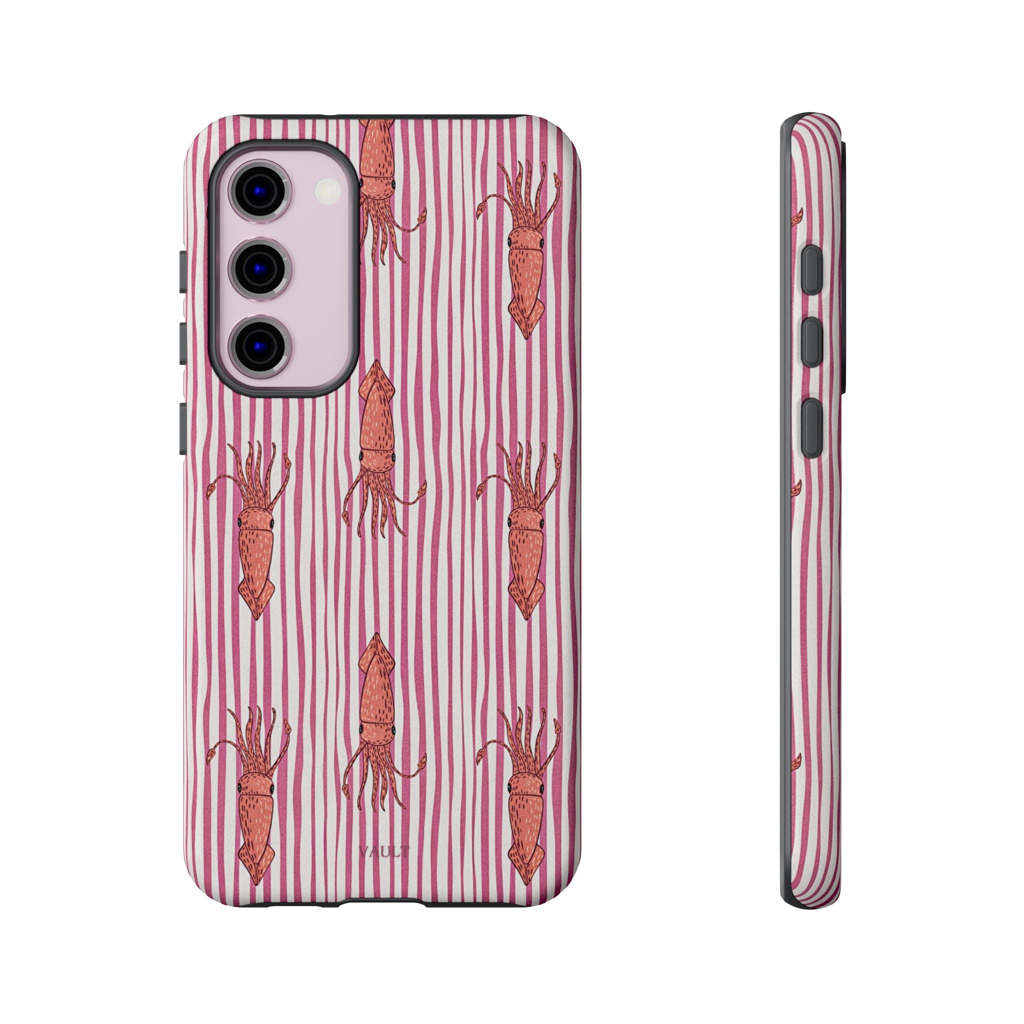 Squid Stripe Phone Case — Pink Nautical Sea Creature Pattern