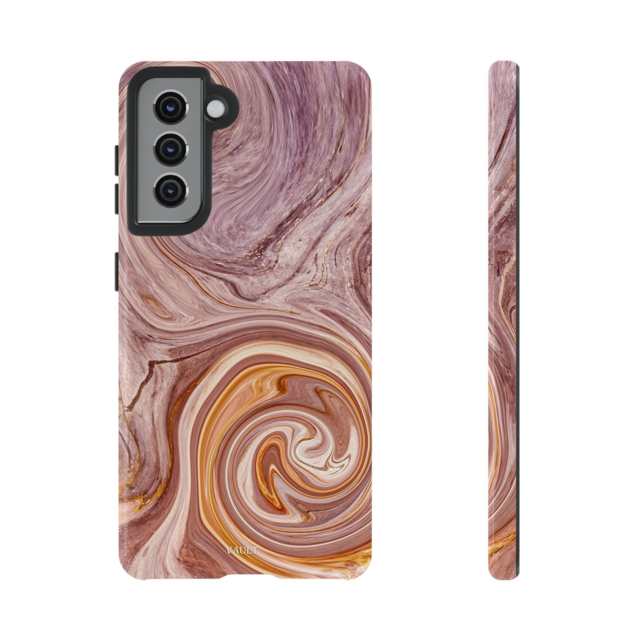 Marble Swirl Phone Case — Pink & Gold Abstract Tough Case
