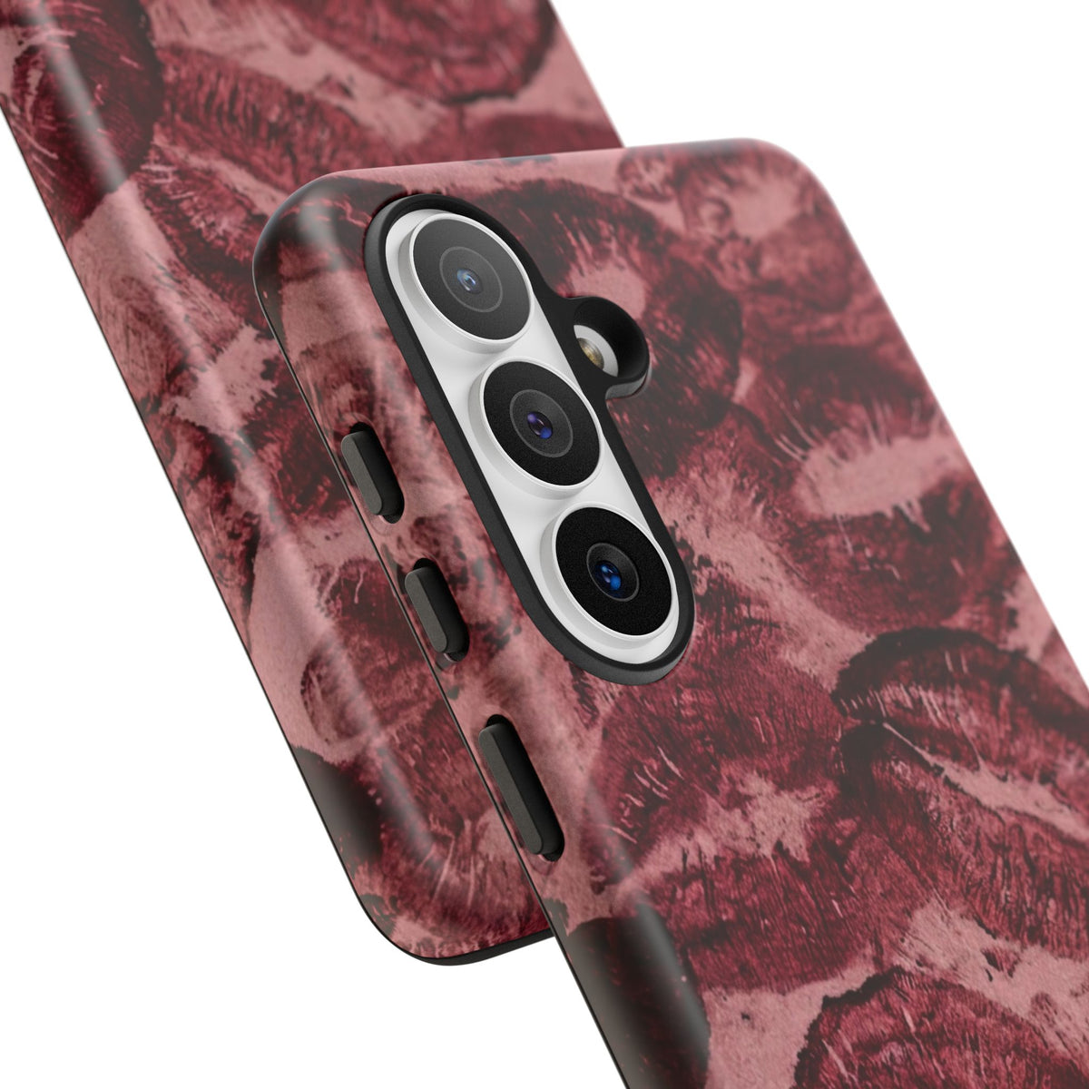 Kiss Print Phone Case – Burgundy Lip Pattern Protective Phone Cover