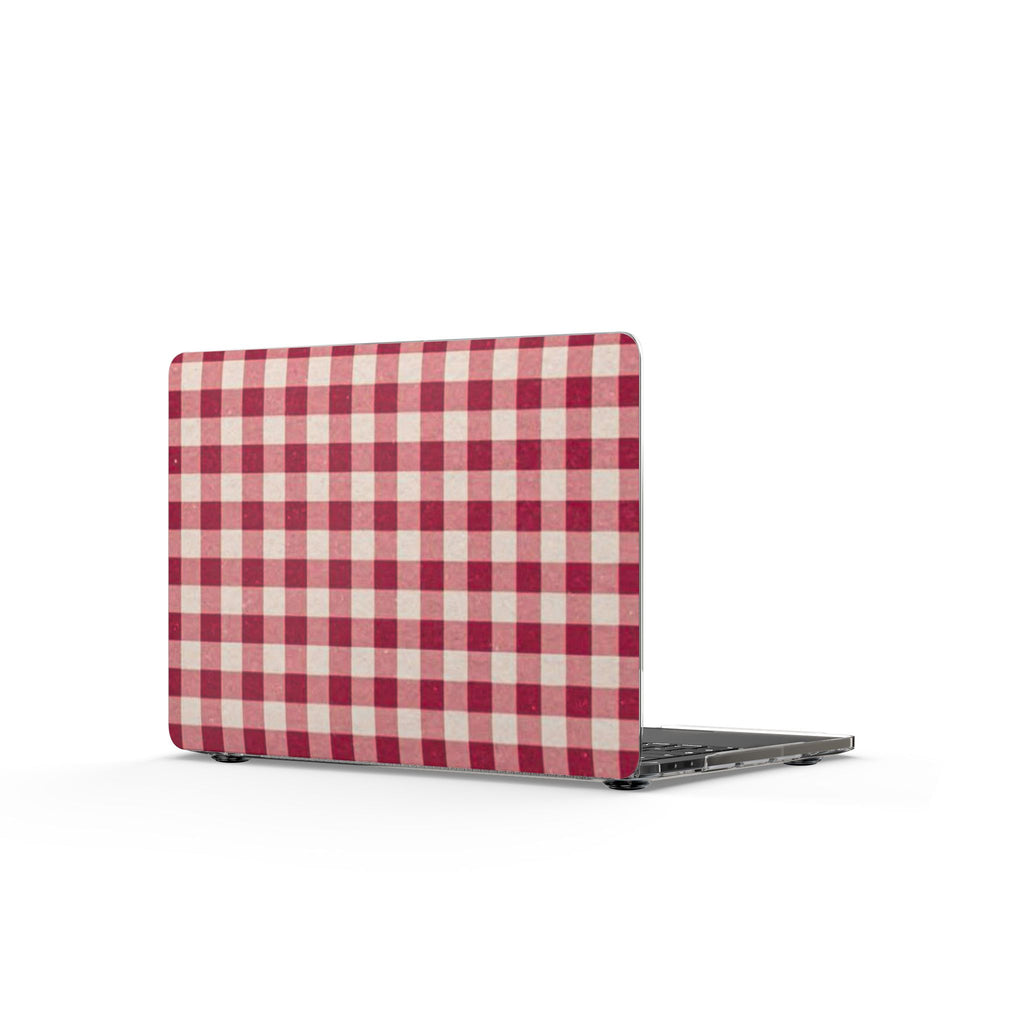 Red Gingham Clear MacBook Case — Plaid Laptop Cover, Classic Farmhouse Style