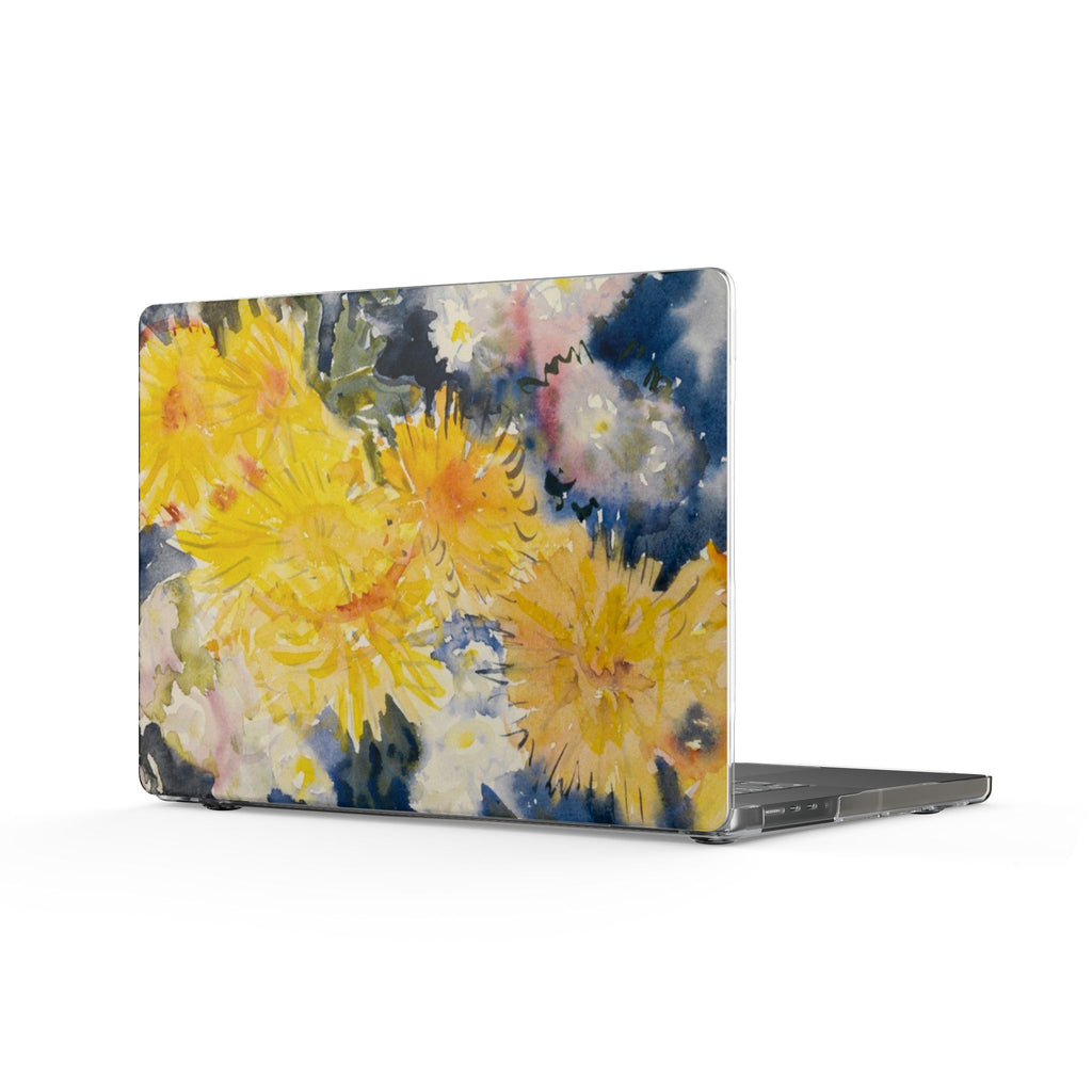 Clear MacBook Case — Watercolor Yellow Chrysanthemums Floral Laptop Cover