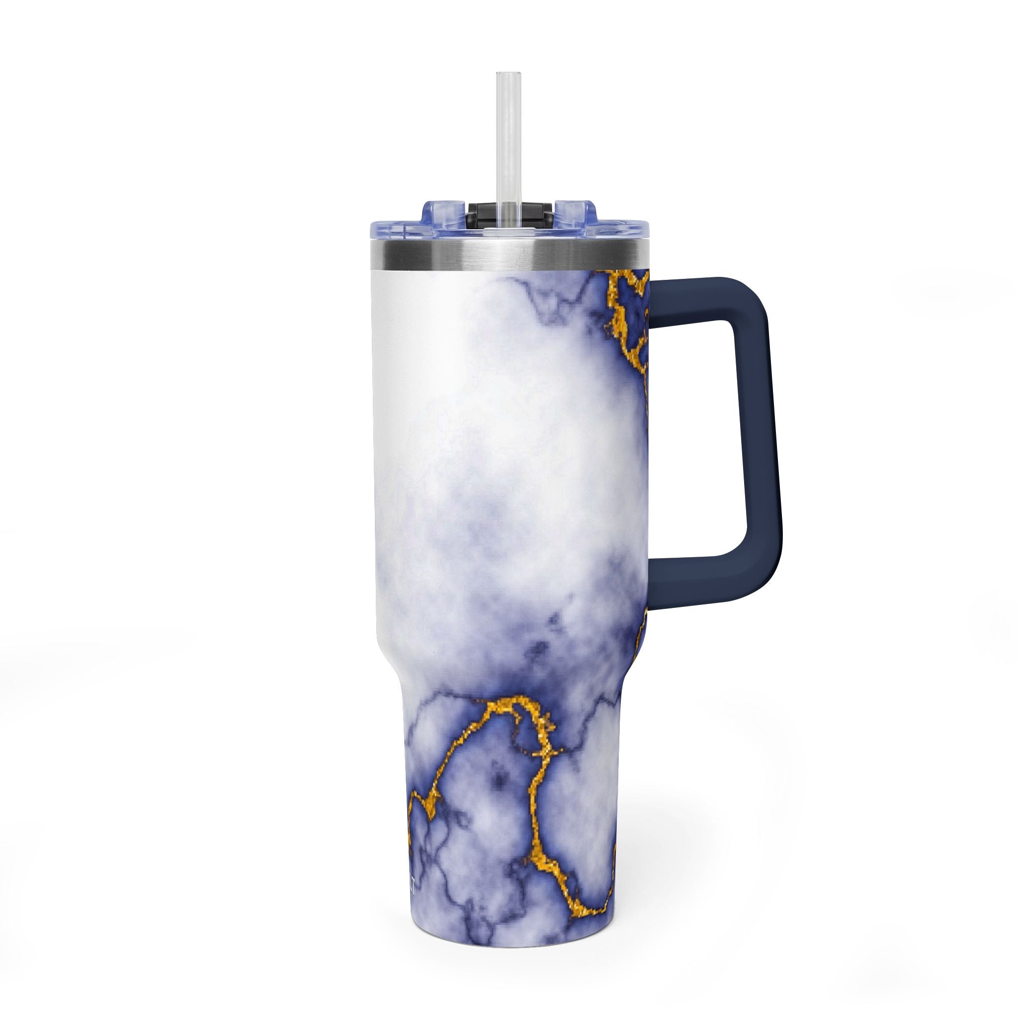 40oz Marble Thermal Tumbler - Blue & Gold Veined Vacuum Cup
