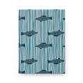 Fish Pattern Hardcover Journal — Nautical Blue Striped Notebook