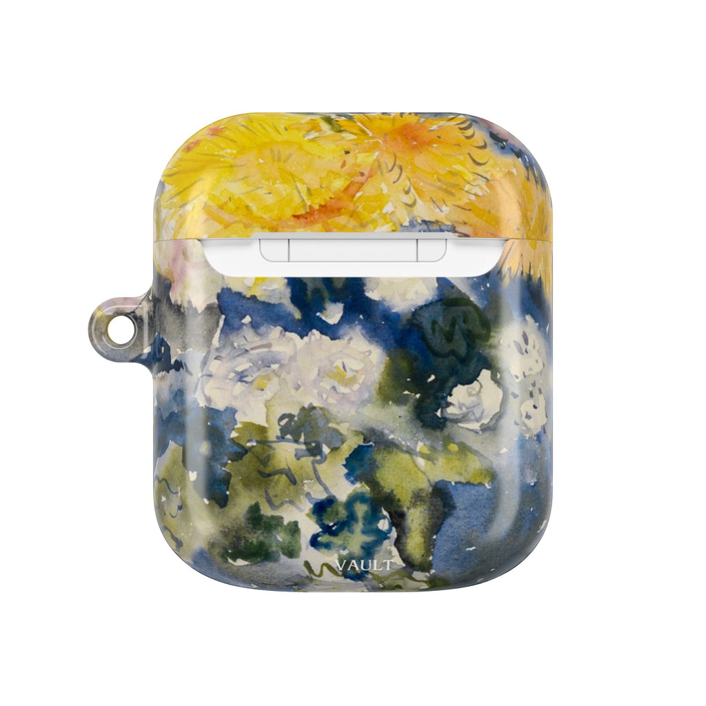 Floral Watercolor AirPod Case — Yellow Blue Sunflower Art Protective Cover