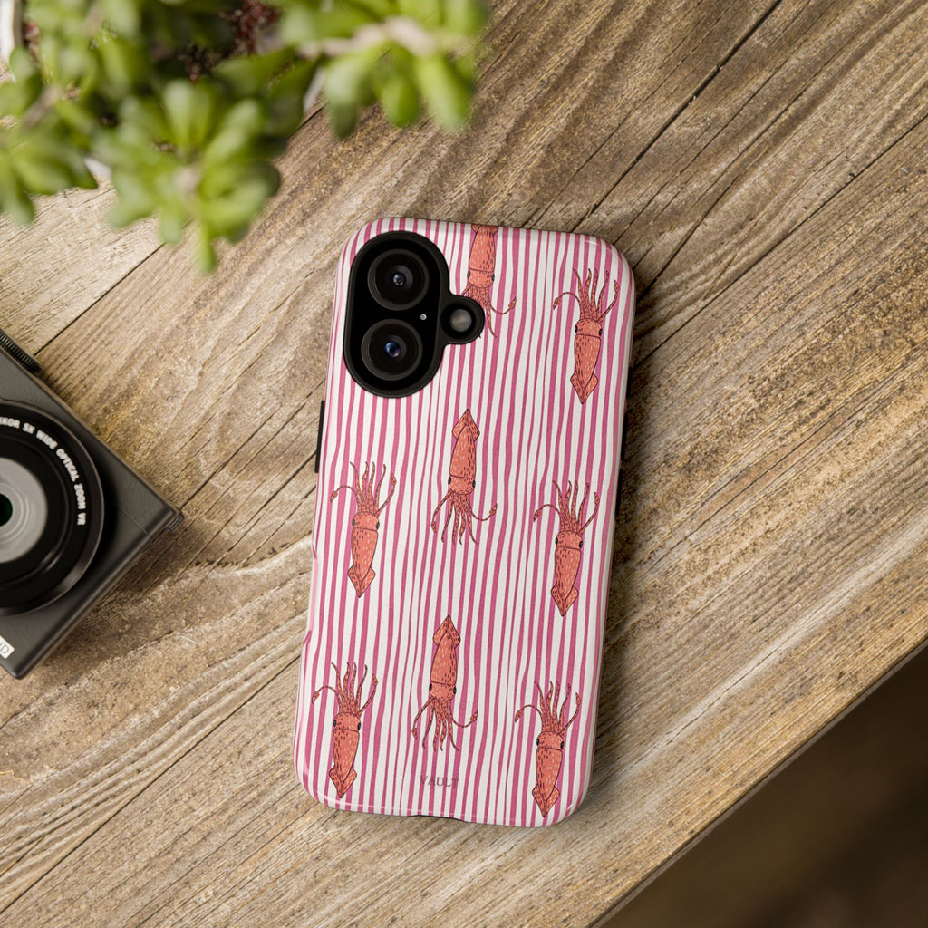 Squid Stripe Phone Case — Pink Nautical Sea Creature Pattern
