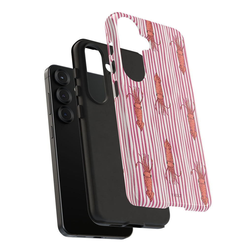 Squid Stripe Phone Case — Pink Nautical Sea Creature Pattern