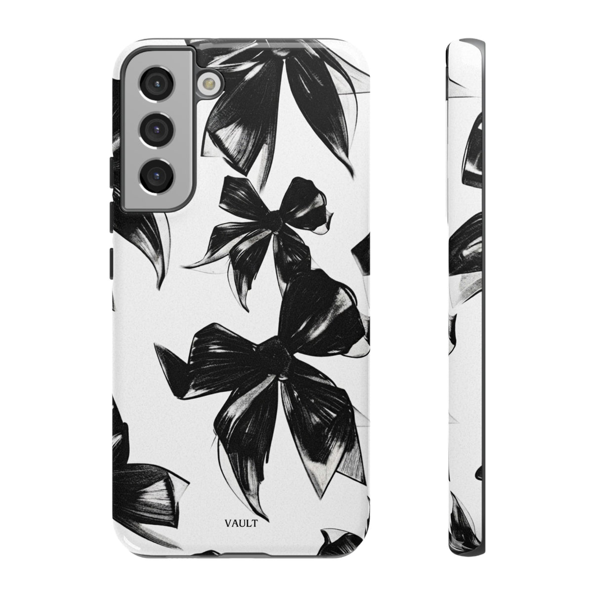 Floral Brushstroke Phone Case — Black & White Botanical Tough Case