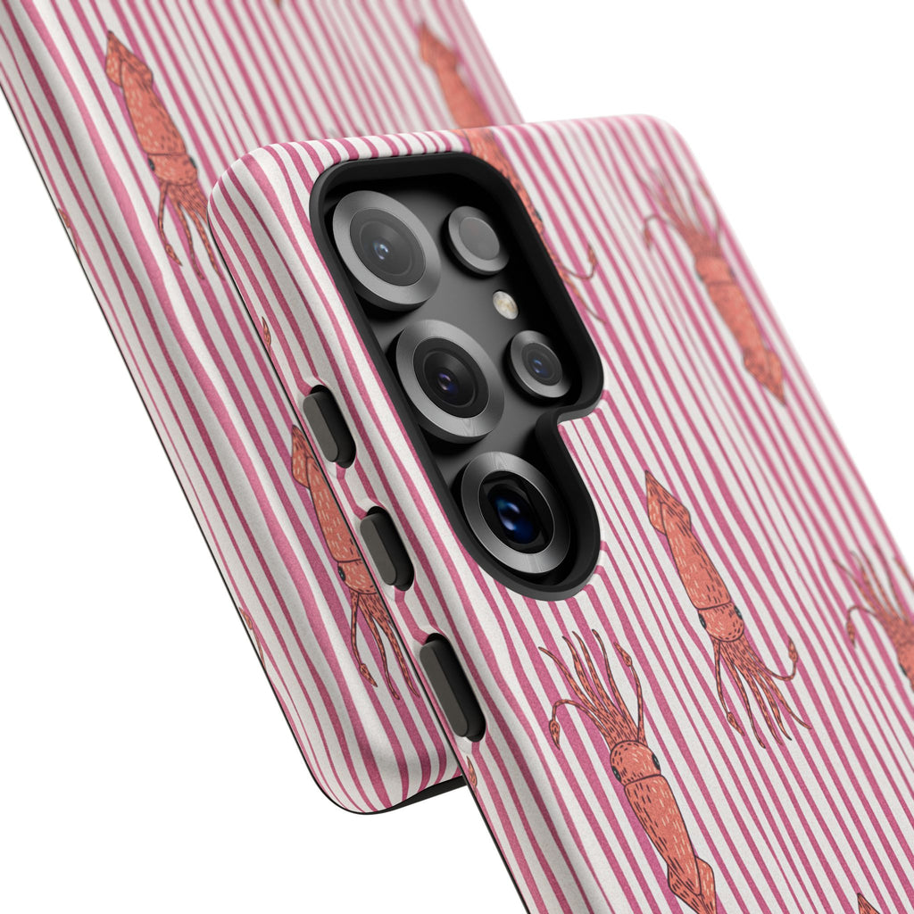 Squid Stripe Phone Case — Pink Nautical Sea Creature Pattern