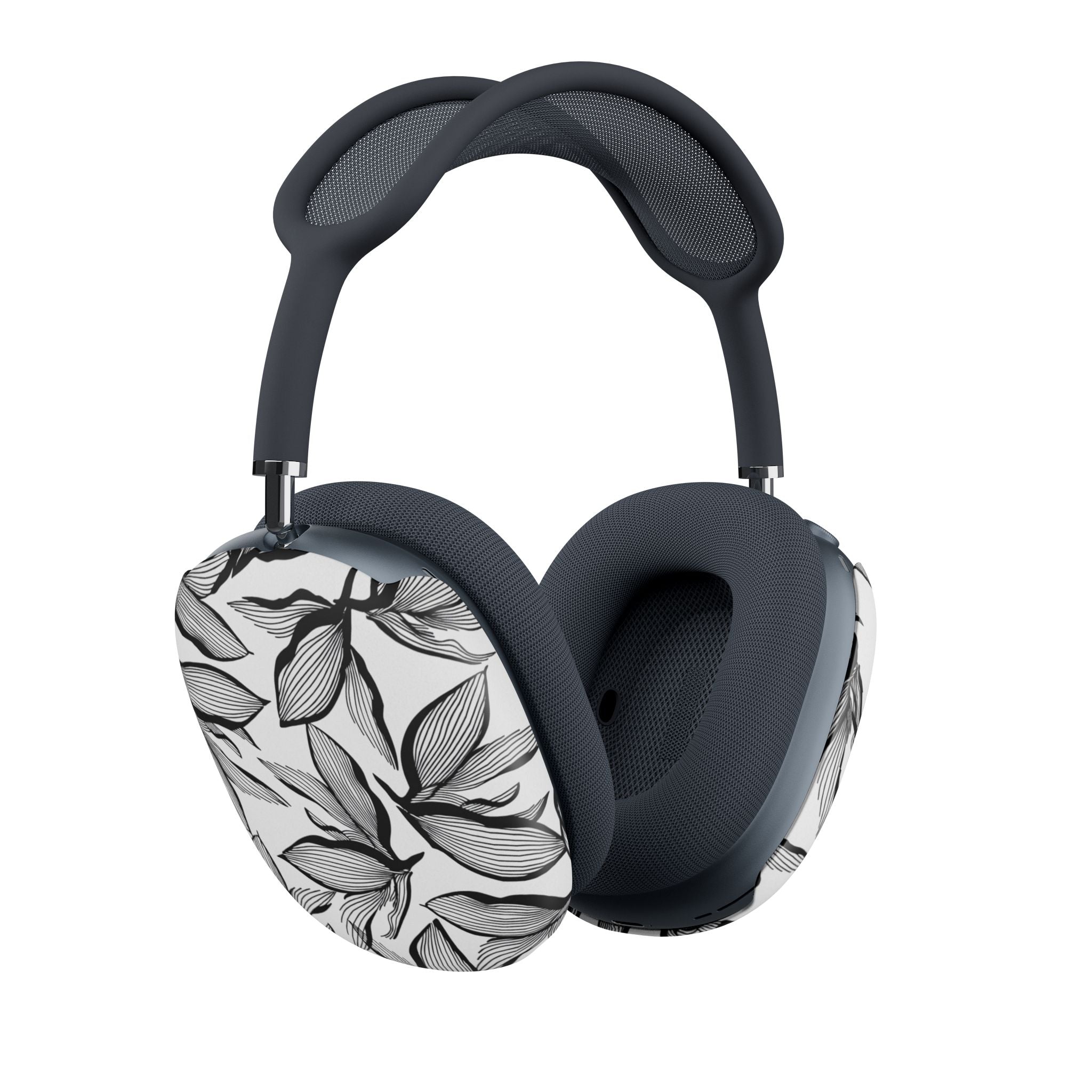 AirPods Max Ear Cup Covers — Monochrome Botanical Leaf Pattern
