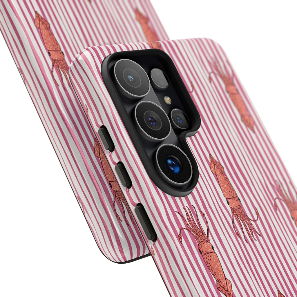 Squid Stripe Phone Case — Pink Nautical Sea Creature Pattern
