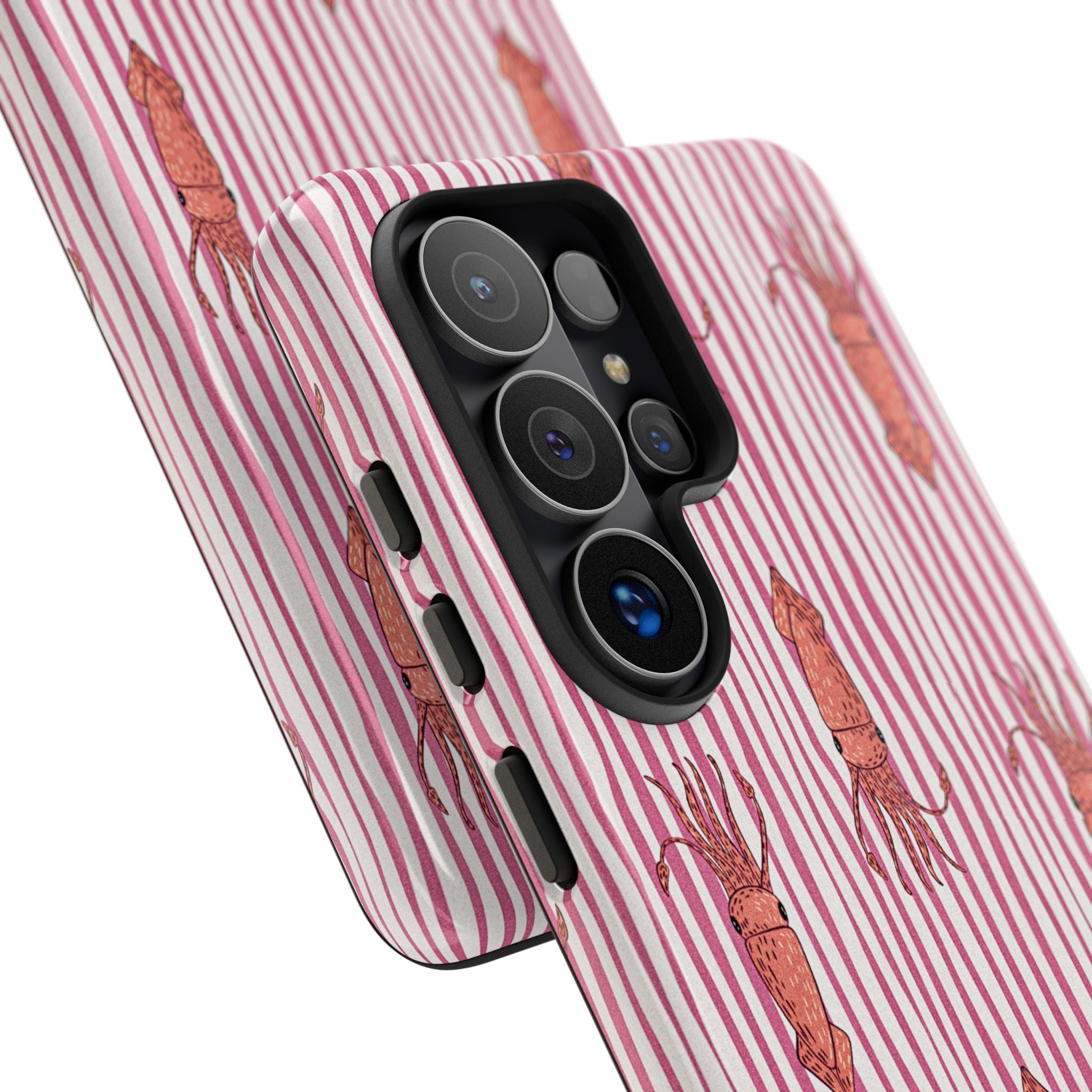 Squid Stripe Phone Case — Pink Nautical Sea Creature Pattern