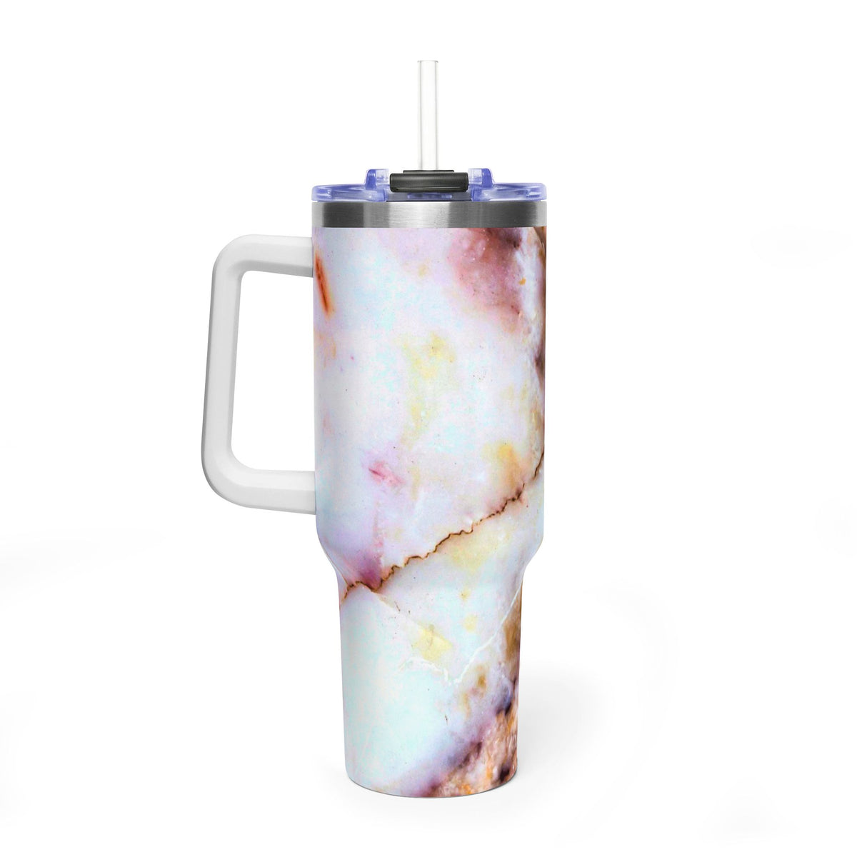 40oz Marble Rose Quartz Vacuum Tumbler – Insulated Travel Mug