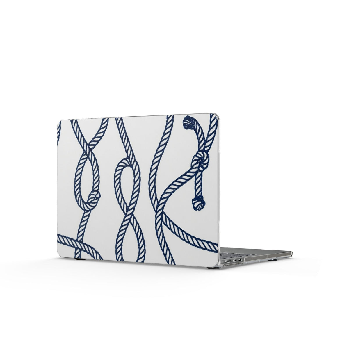 Nautical Rope MacBook Case — Blue Knots on White