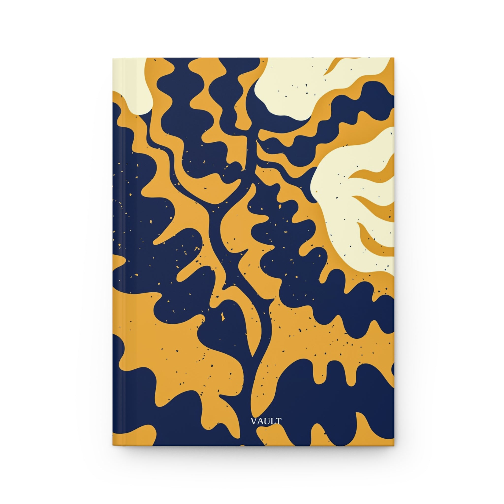 Hardcover Journal — Abstract Organic Navy & Mustard Pattern