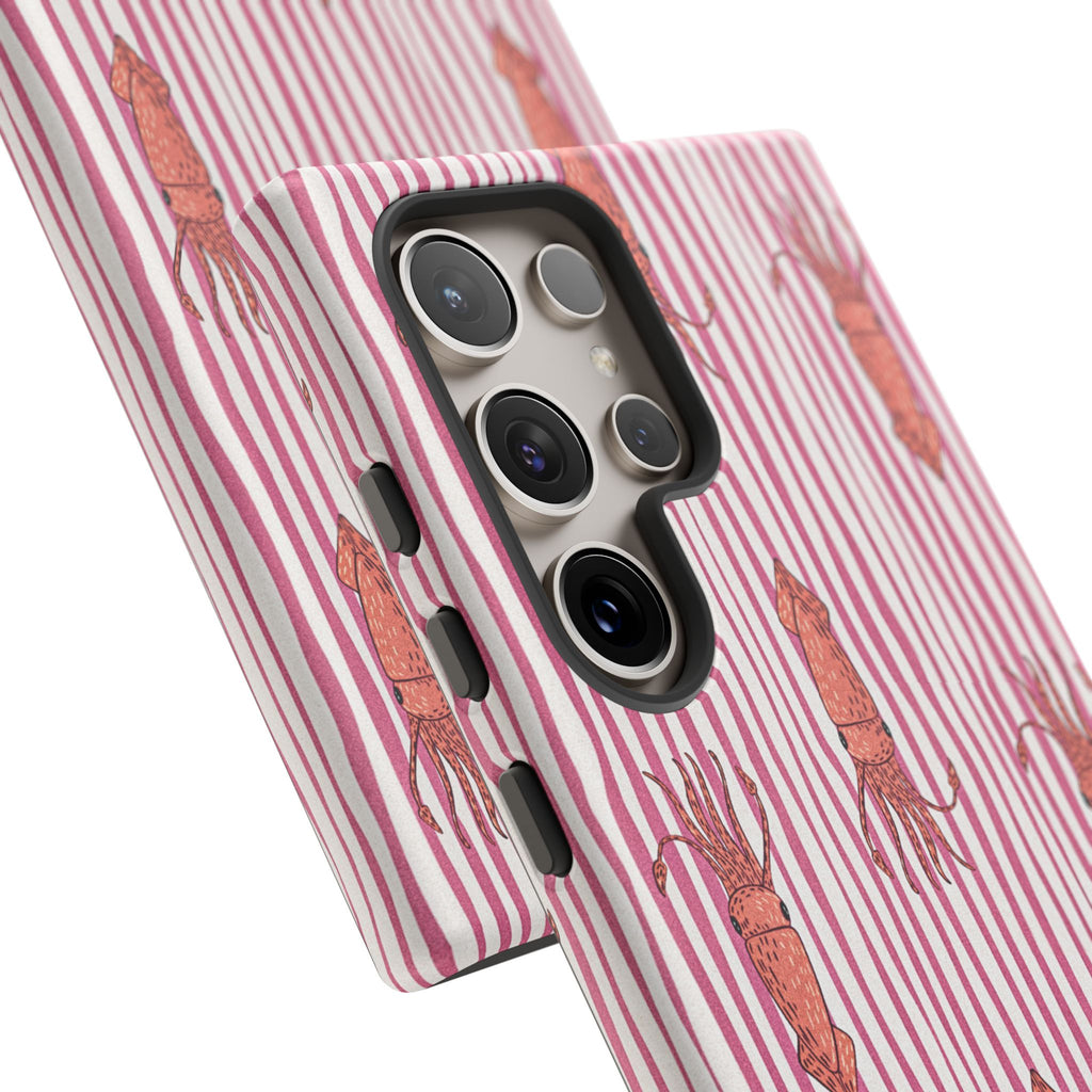 Squid Stripe Phone Case — Pink Nautical Sea Creature Pattern