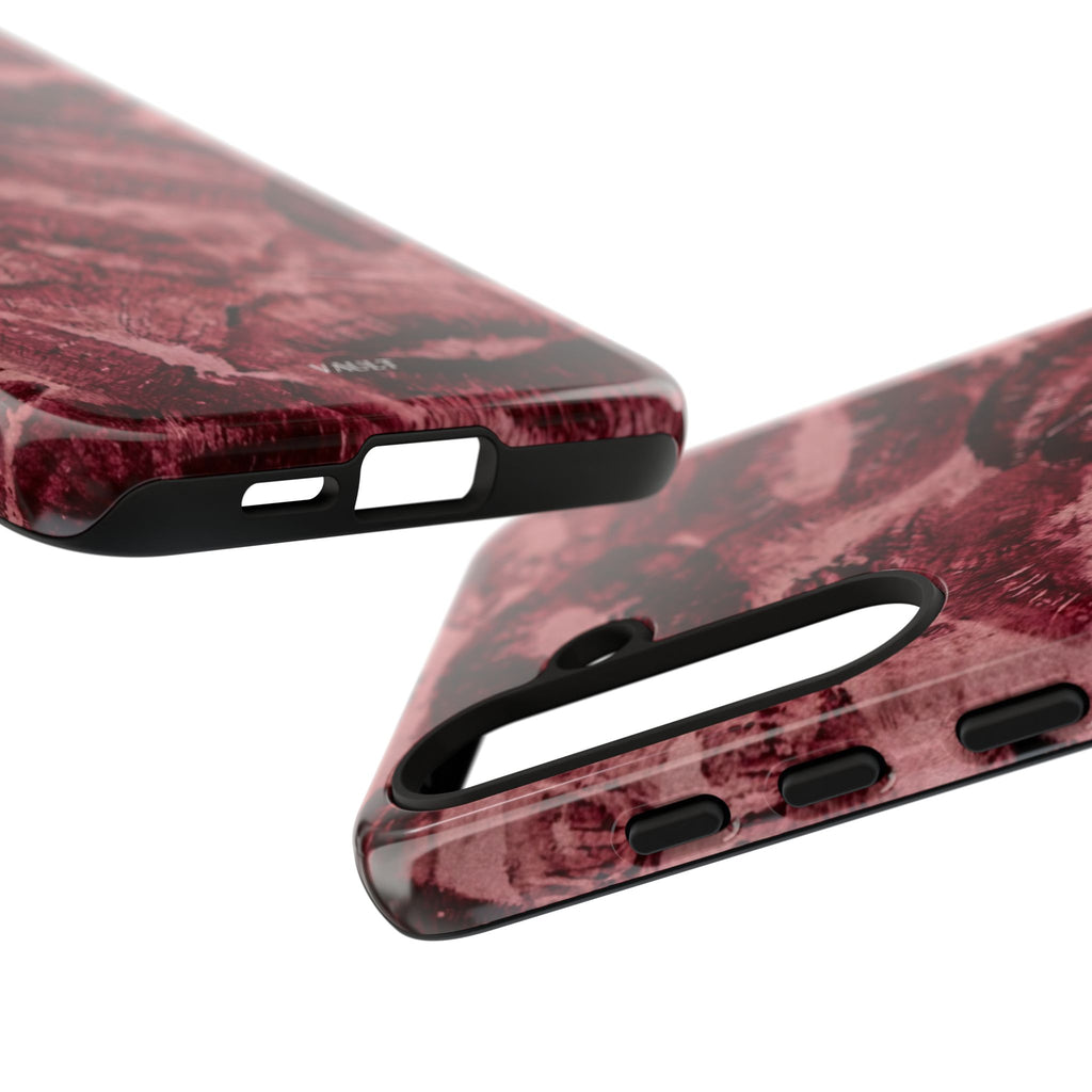 Kiss Print Phone Case – Burgundy Lip Pattern Protective Phone Cover