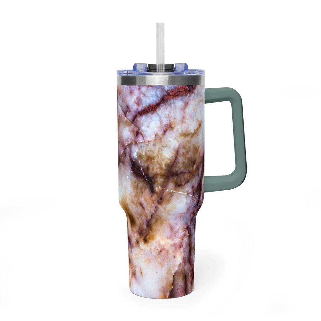 40oz Marble Rose Quartz Vacuum Tumbler – Insulated Travel Mug