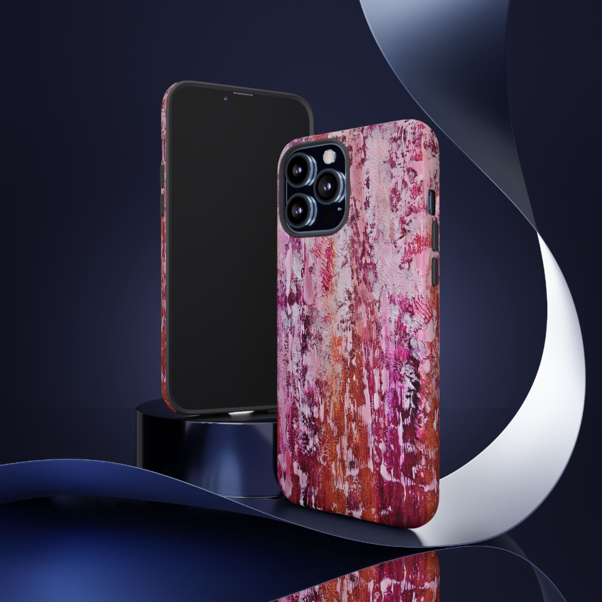 Pink Abstract Art Tough Phone Case — Protective Artistic Phone Cover