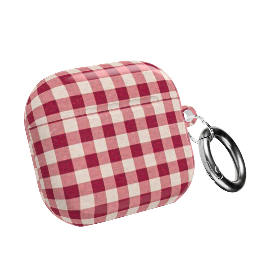 Plaid AirPod Case — Red Buffalo Check Protective Cover