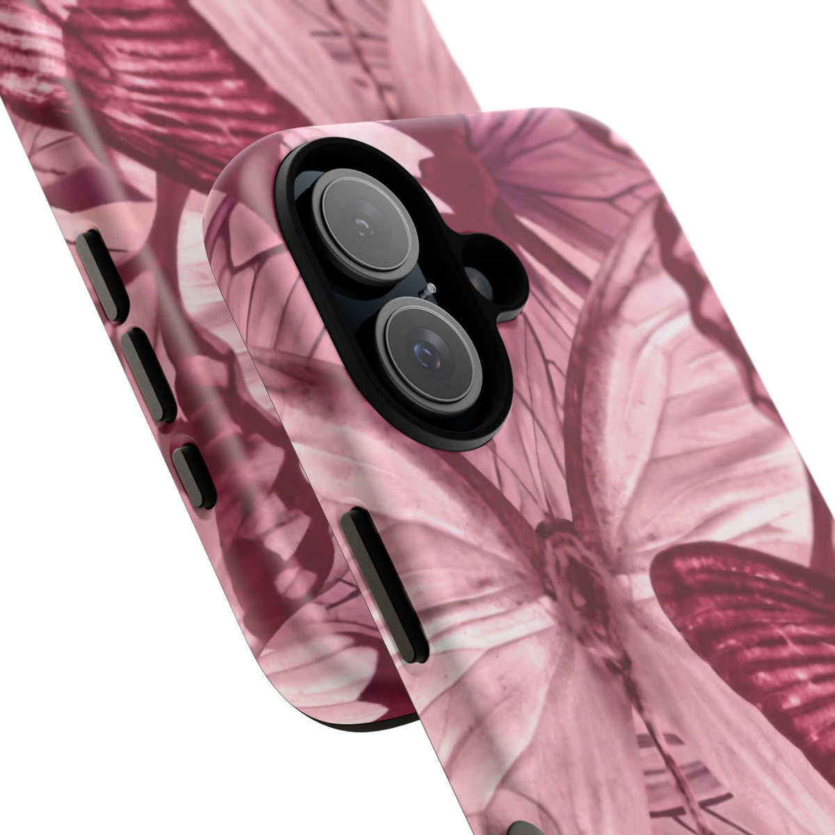 Butterfly Tough Phone Case — Vintage Pink Floral Protective Cover