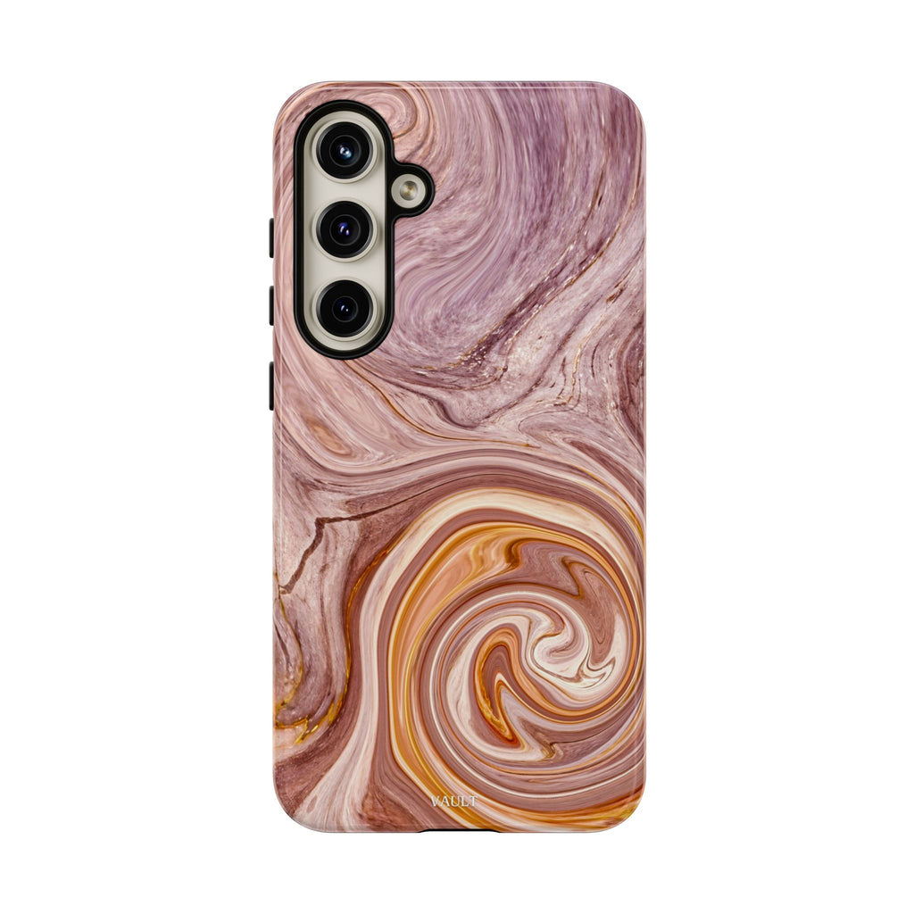 Marble Swirl Phone Case — Pink & Gold Abstract Tough Case
