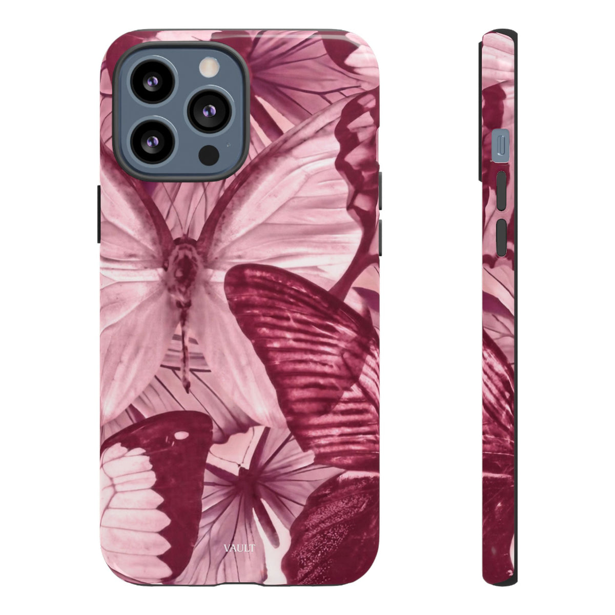 Butterfly Tough Phone Case — Vintage Pink Floral Protective Cover