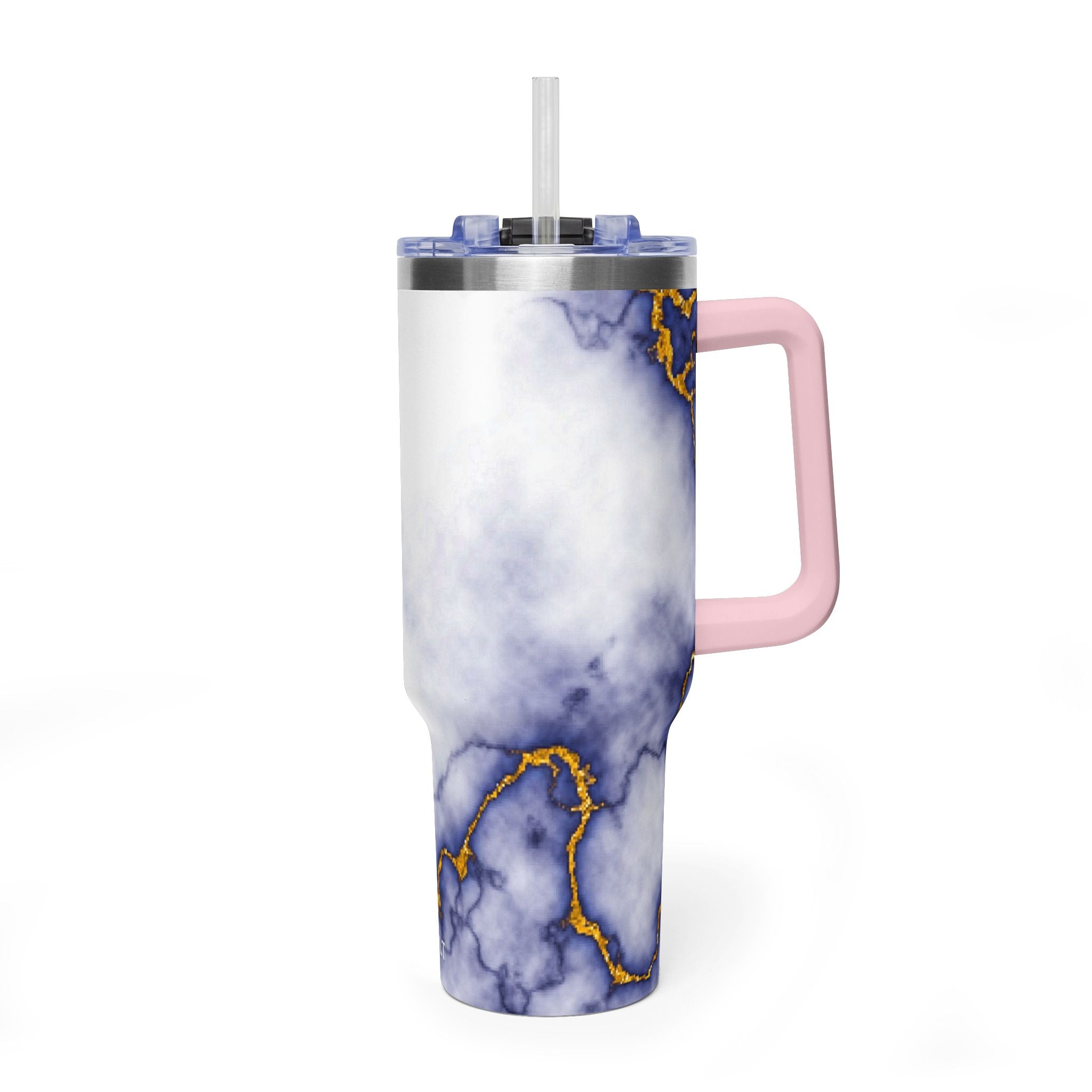40oz Marble Thermal Tumbler - Blue & Gold Veined Vacuum Cup