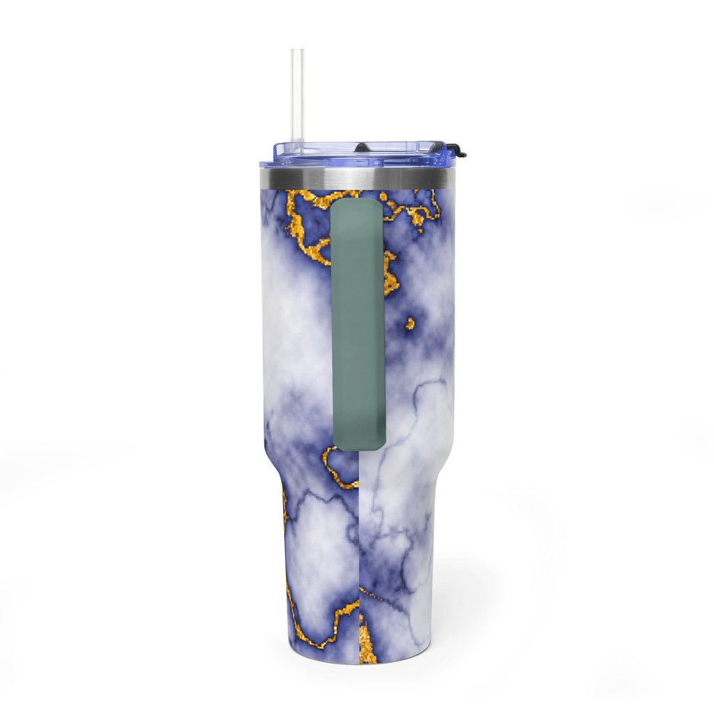 40oz Marble Thermal Tumbler - Blue & Gold Veined Vacuum Cup