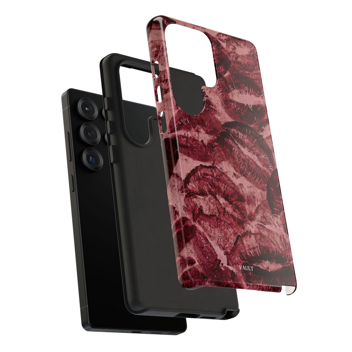 Kiss Print Phone Case – Burgundy Lip Pattern Protective Phone Cover