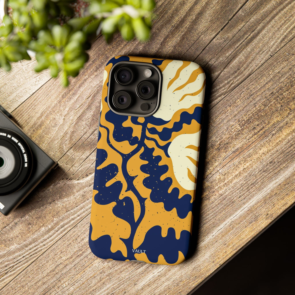 Bold Abstract Floral Phone Case (Navy & Mustard)