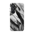 Monochrome Tropical Leaf Tough Phone Case — Black & White Botanical Protective Cover