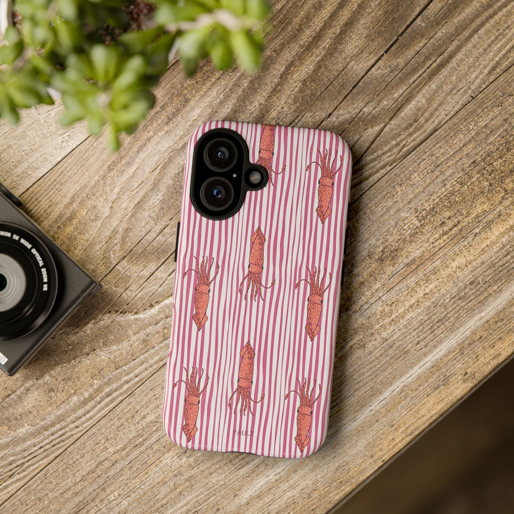 Squid Stripe Phone Case — Pink Nautical Sea Creature Pattern