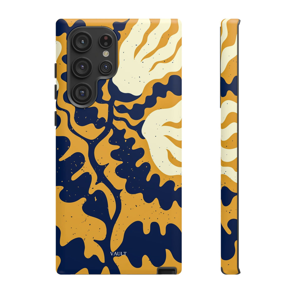 Bold Abstract Floral Phone Case (Navy & Mustard)