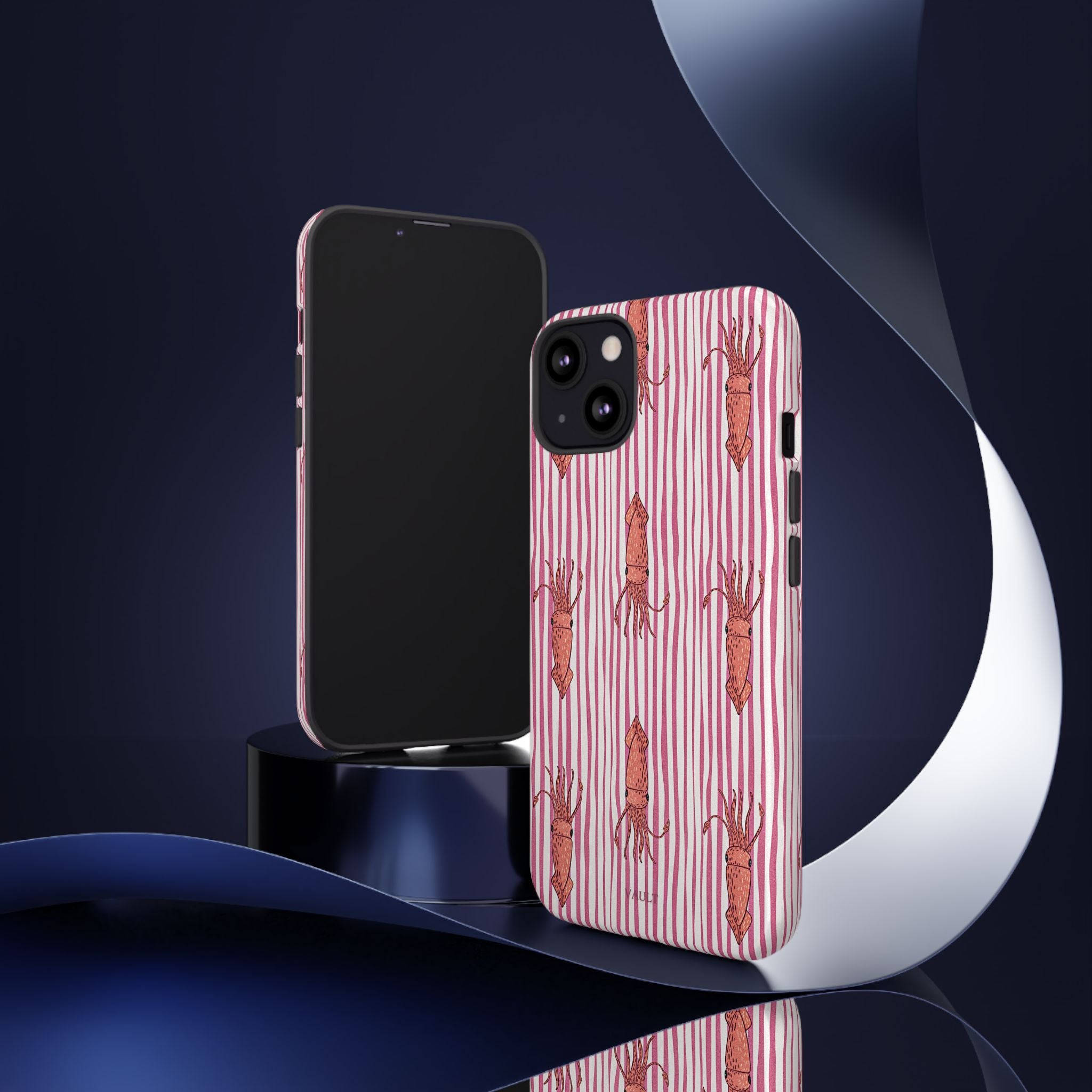 Squid Stripe Phone Case — Pink Nautical Sea Creature Pattern