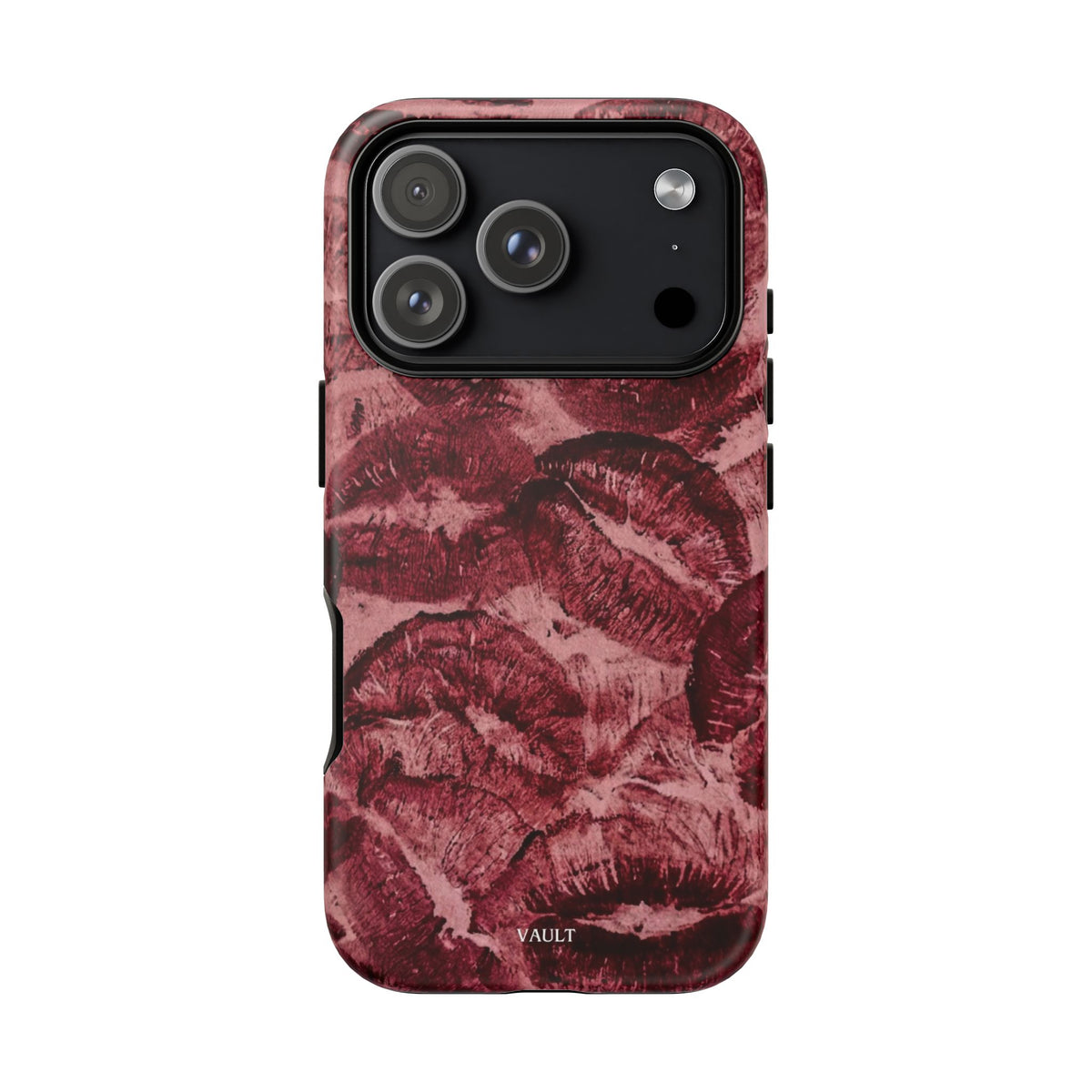 Kiss Print Phone Case – Burgundy Lip Pattern Protective Phone Cover