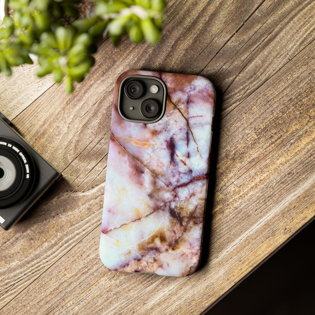 Marble Vein Tough Phone Case — Pink Quartz Protective Cover