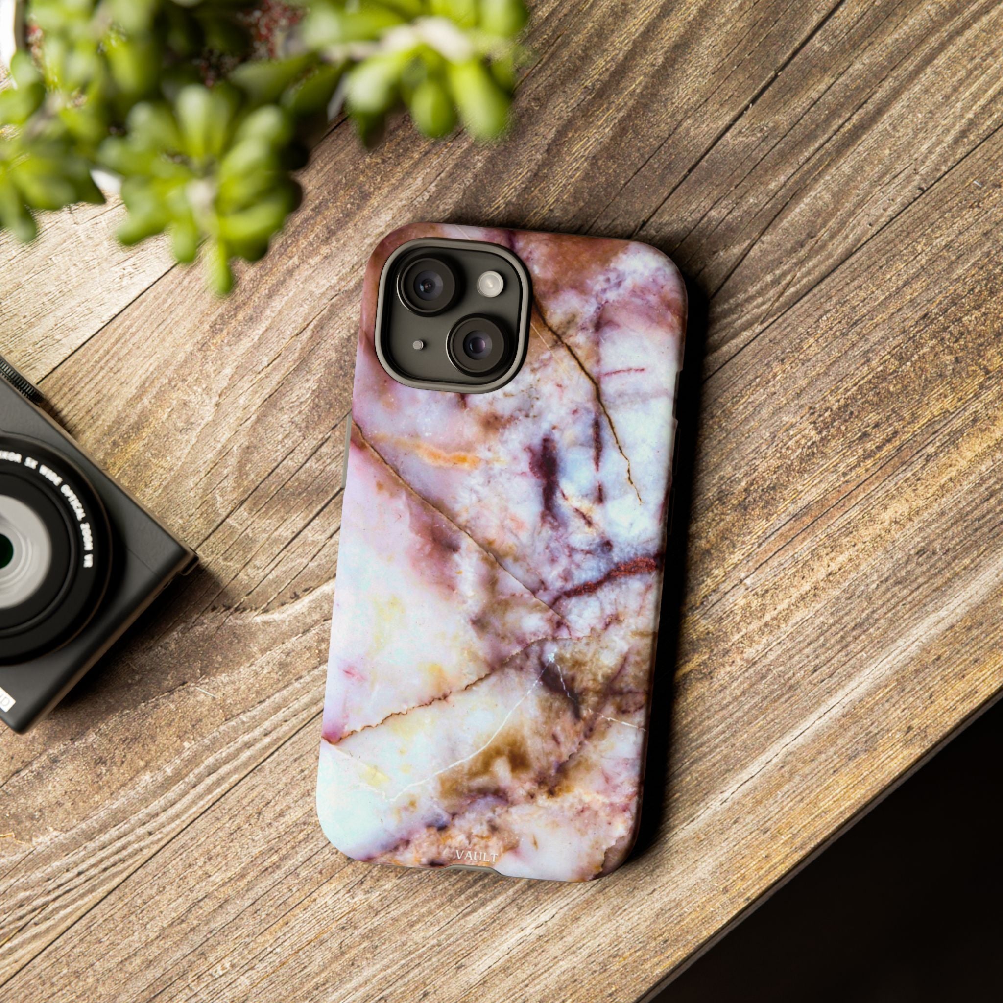 Marble Vein Tough Phone Case — Pink Quartz Protective Cover