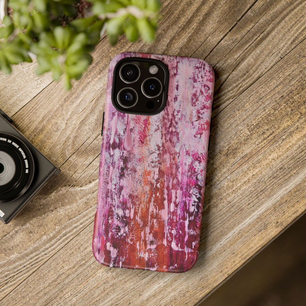 Pink Abstract Art Tough Phone Case — Protective Artistic Phone Cover