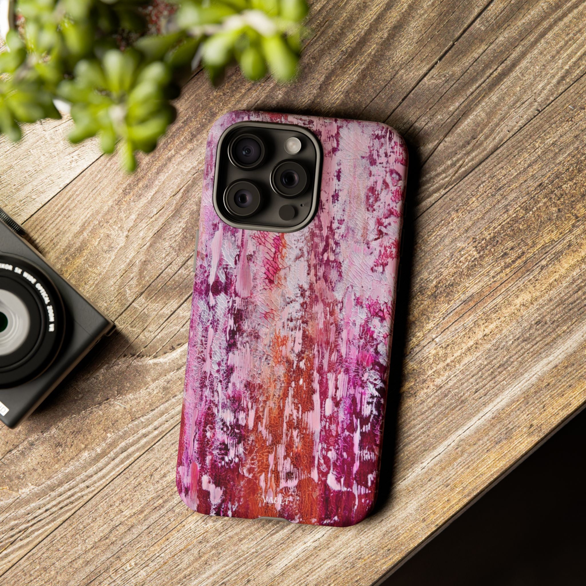 Pink Abstract Art Tough Phone Case — Protective Artistic Phone Cover