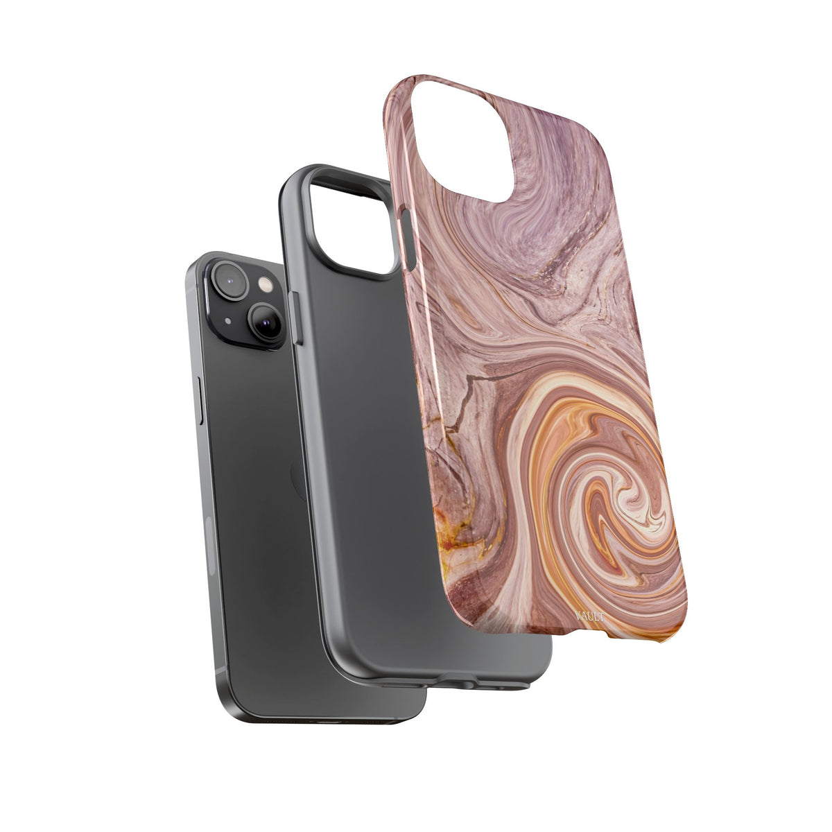 Marble Swirl Phone Case — Pink & Gold Abstract Tough Case