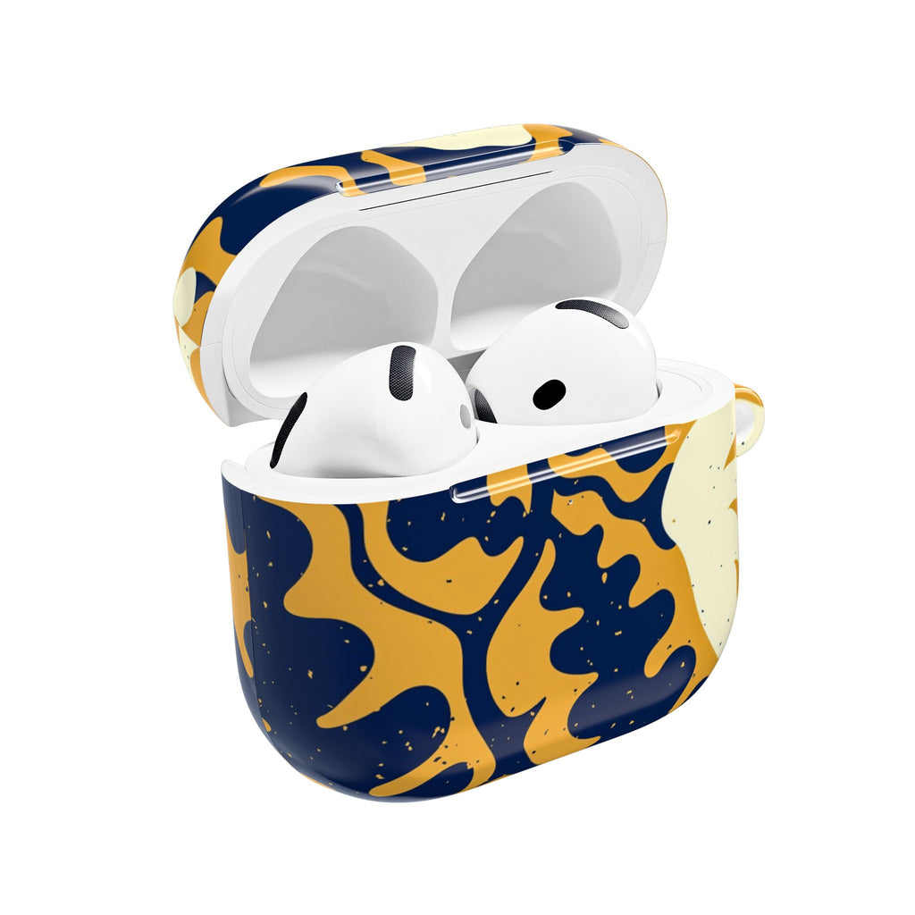 Abstract Navy & Mustard Swirl AirPod Case — Protective Designer Cover