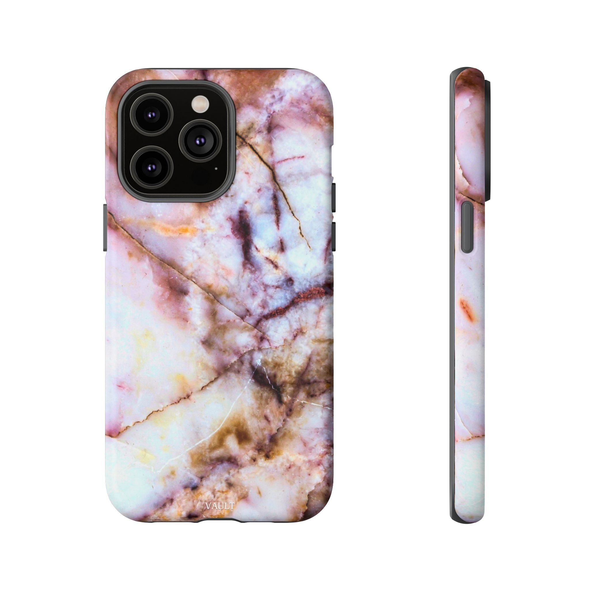Marble Vein Tough Phone Case — Pink Quartz Protective Cover