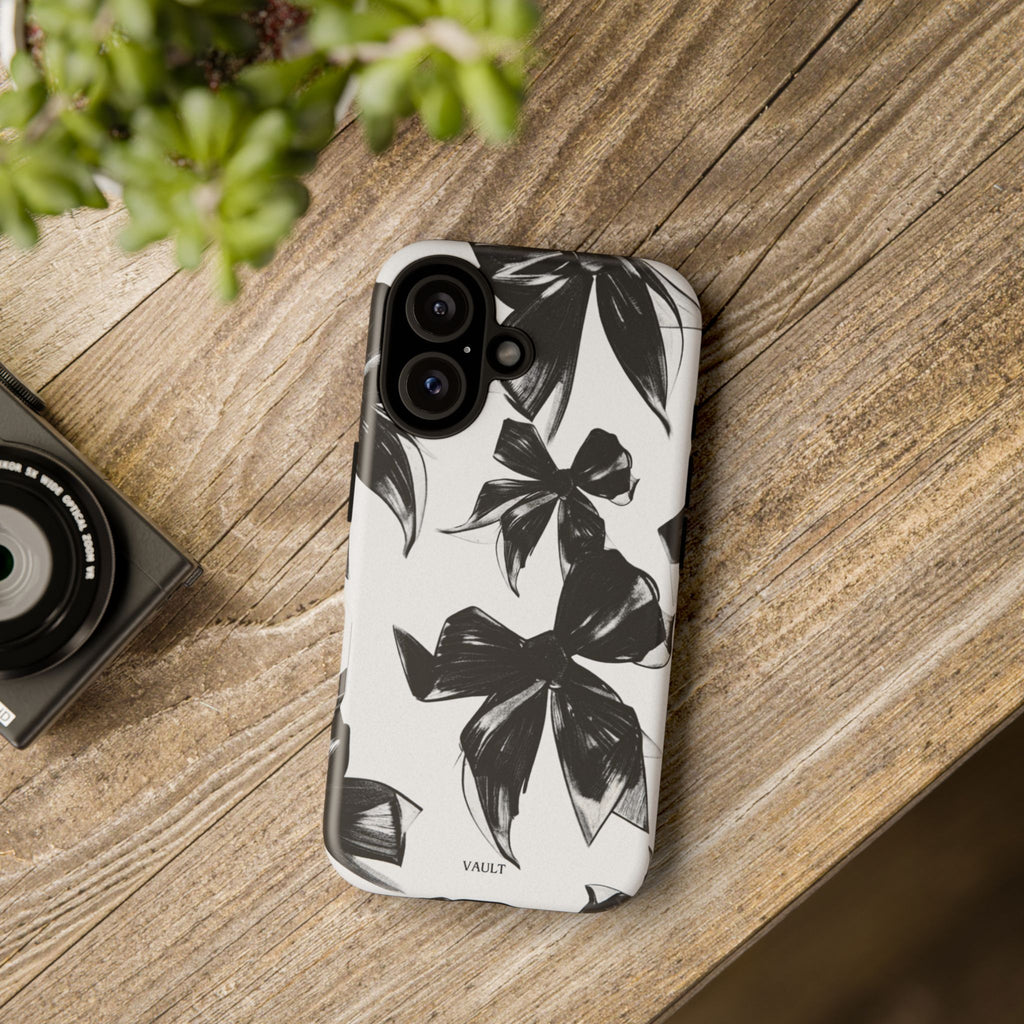 Floral Brushstroke Phone Case — Black & White Botanical Tough Case